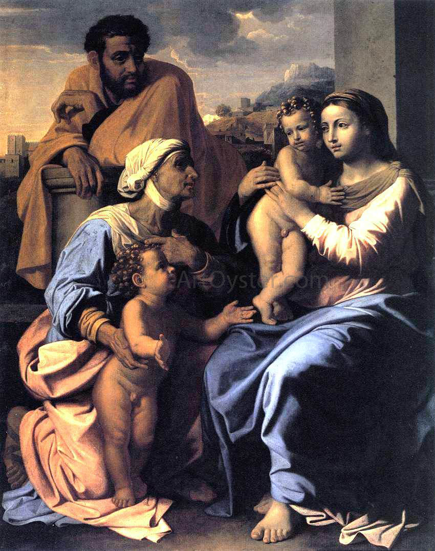 Nicolas Poussin The Holy Family with St Elizabeth and John the Baptist - Hand Painted Oil Painting