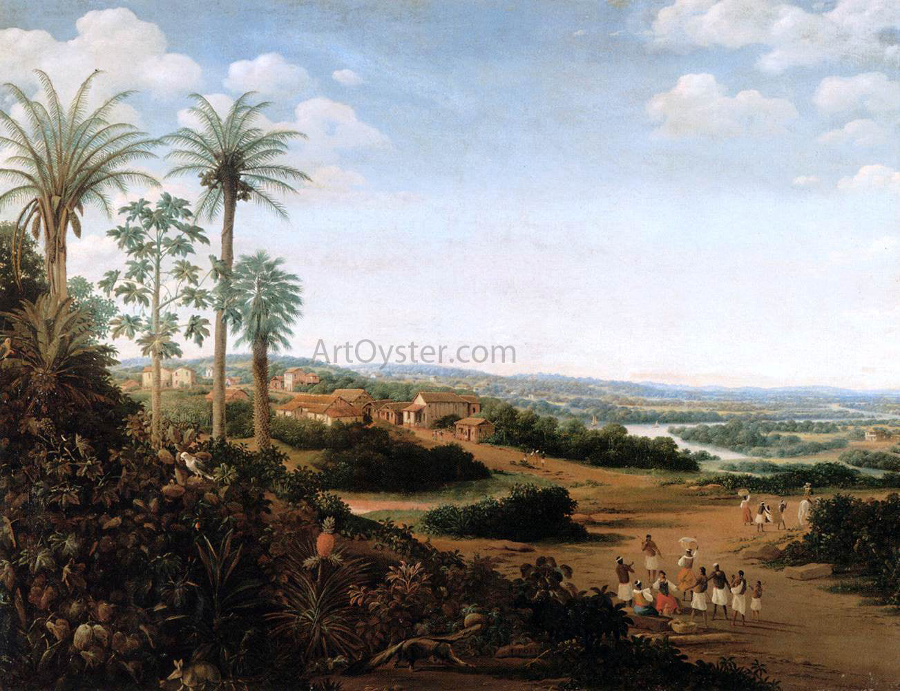 Frans Post The Home of a "Labrador" in Brazil - Hand Painted Oil Painting