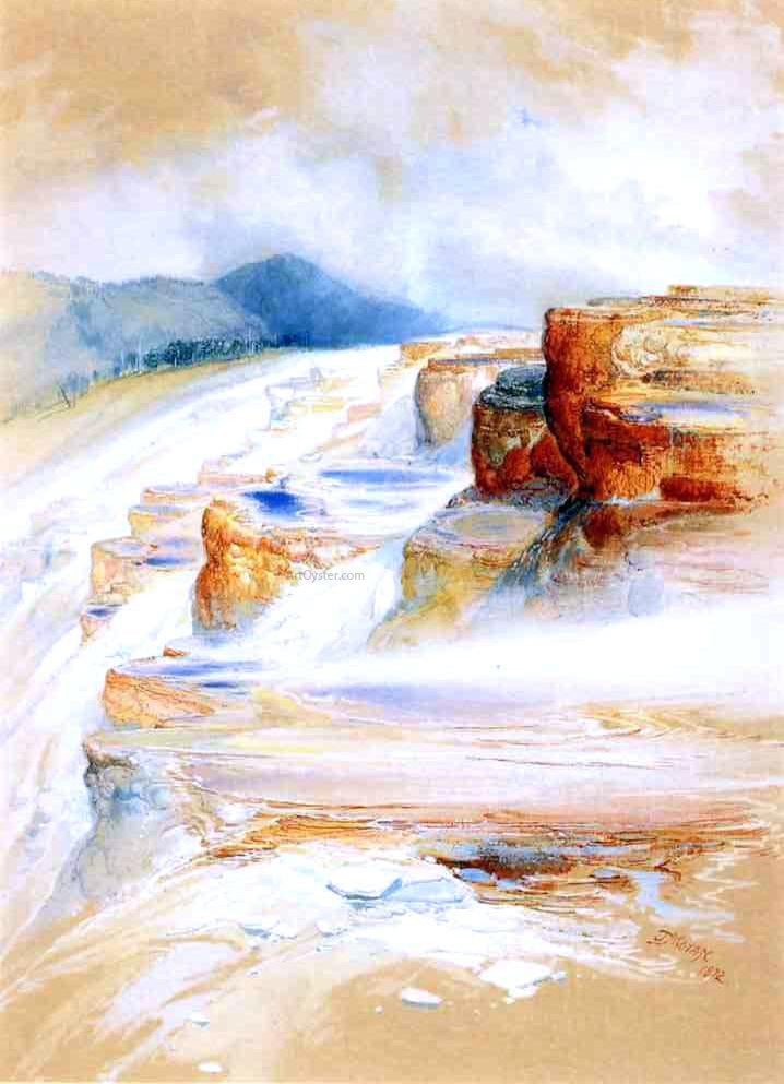 Thomas Moran The Hot Springs of Gardiners River, Dianas Baths - Hand Painted Oil Painting