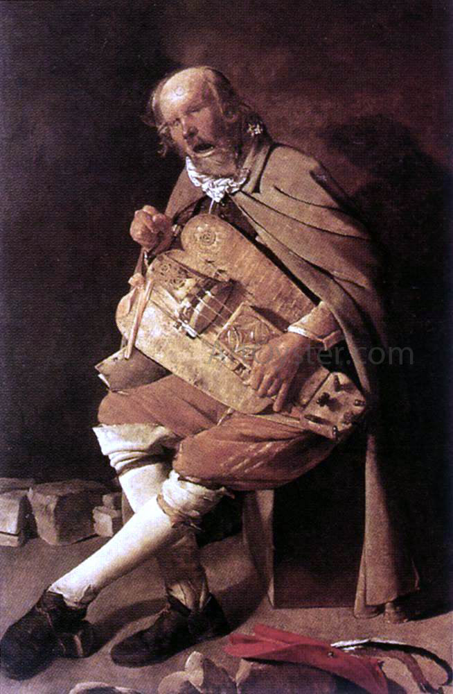 Georges De La Tour The Hurdy-Gurdy player - Hand Painted Oil Painting