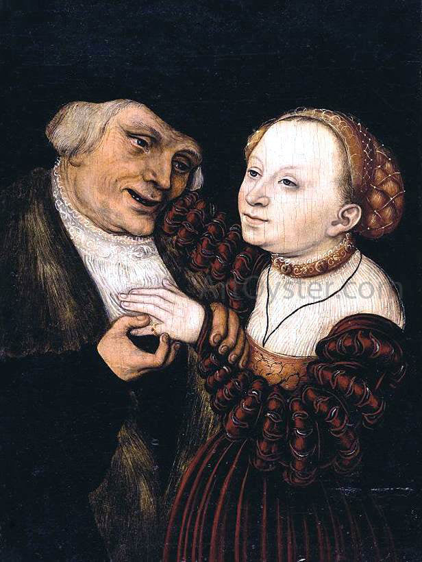 The Younger Lucas Cranach The Ill Matched Lovers - Hand Painted Oil Painting
