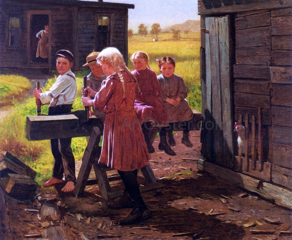  John George Brown The Industrious Family - Hand Painted Oil Painting