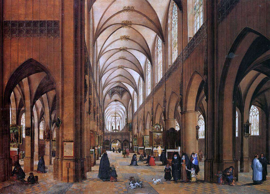 James Goodwyn Clonney The Interior of the Cathedral of Antwerp - Hand Painted Oil Painting