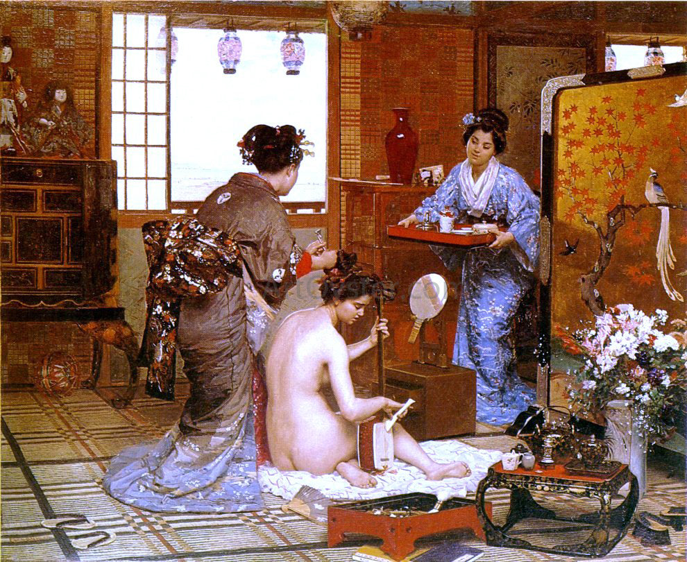 Marie-Francois Firmin-Girard The Japanese Toilette - Hand Painted Oil Painting