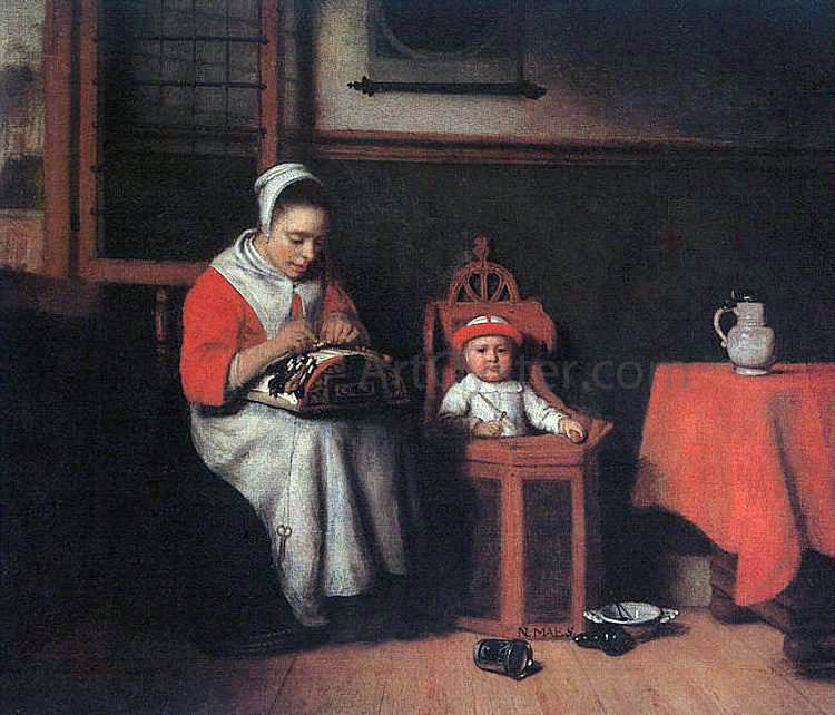 Nicolaes Maes The Lacemaker - Hand Painted Oil Painting