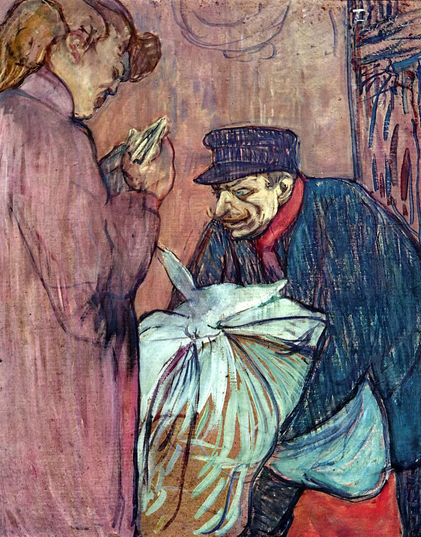 Henri De Toulouse-Lautrec The Laundryman Calling at the Brothal - Hand Painted Oil Painting