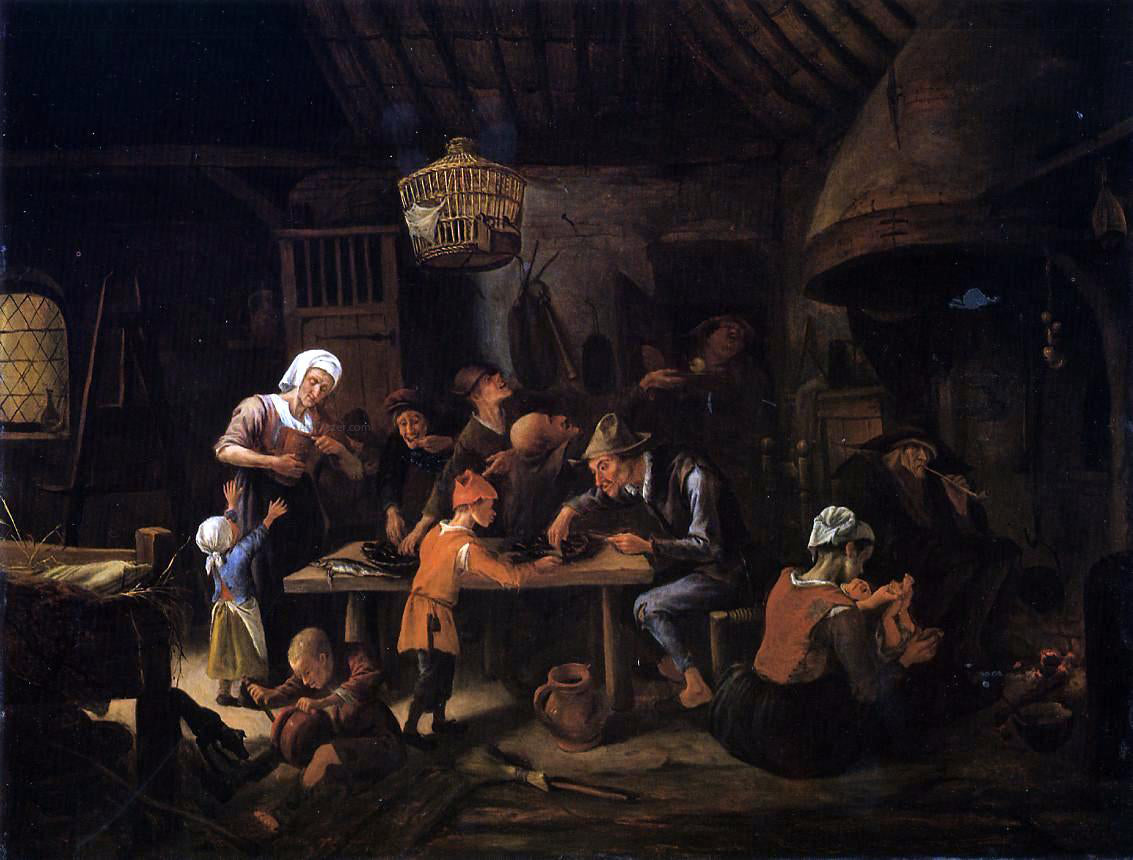 Jan Steen The Lean Kitchen - Hand Painted Oil Painting