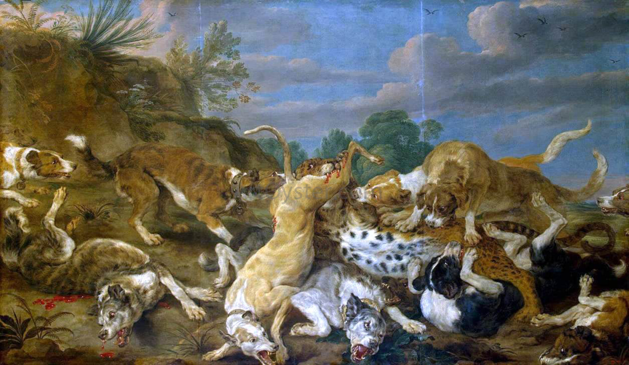 Paul De Vos The Leopard Hunt - Hand Painted Oil Painting