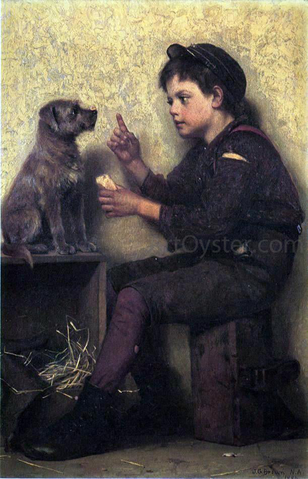 John George Brown The Lesson - Hand Painted Oil Painting