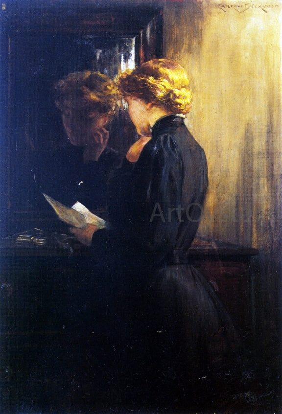 James Carroll Beckwith The Letter - Hand Painted Oil Painting