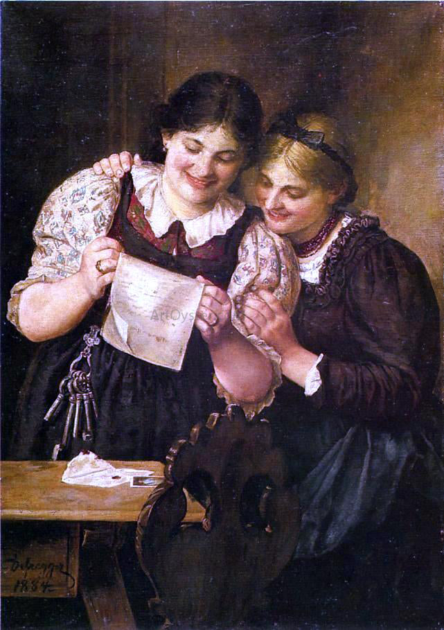 Franz Von Defregger The Letter - Hand Painted Oil Painting