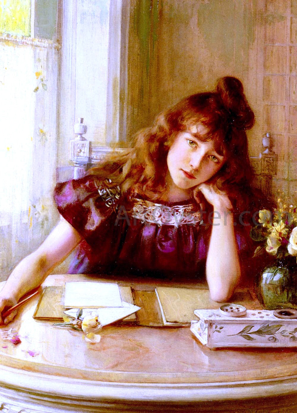 Albert Lynch The Letter - Hand Painted Oil Painting