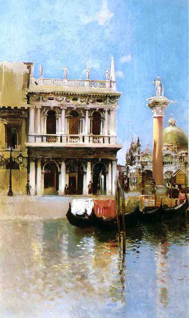 Robert Frederick Blum The Libreria, Venice - Hand Painted Oil Painting