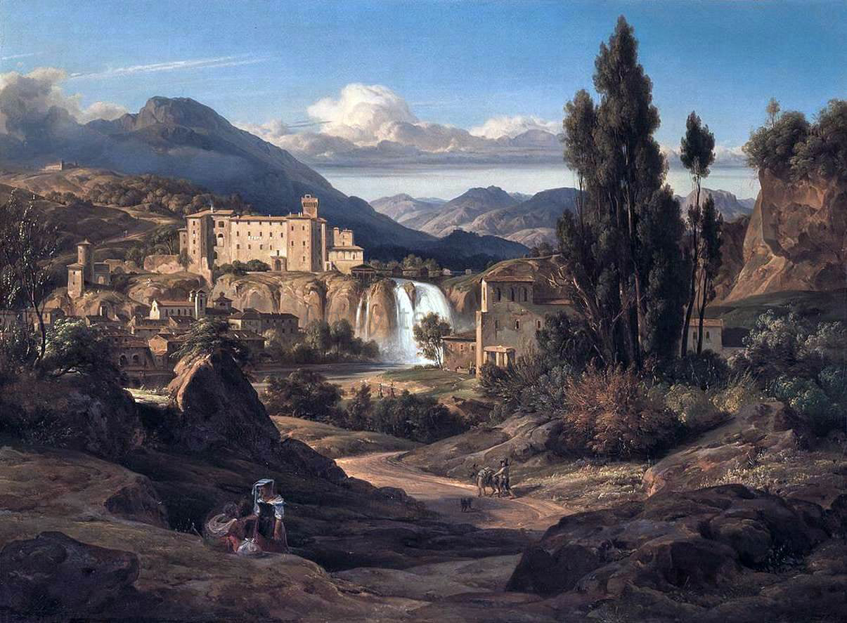 Ernst Fries The Liris Waterfalls near Isola di Sora - Hand Painted Oil Painting