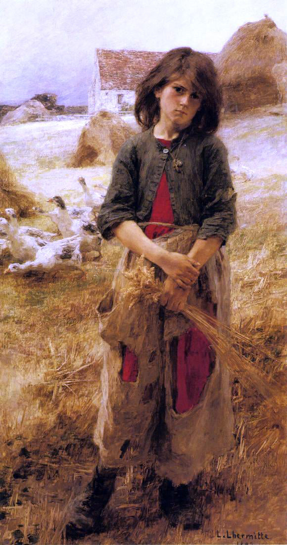 Leon Augustin L'hermitte) The Little Goose Girl of Mezy - Hand Painted Oil Painting
