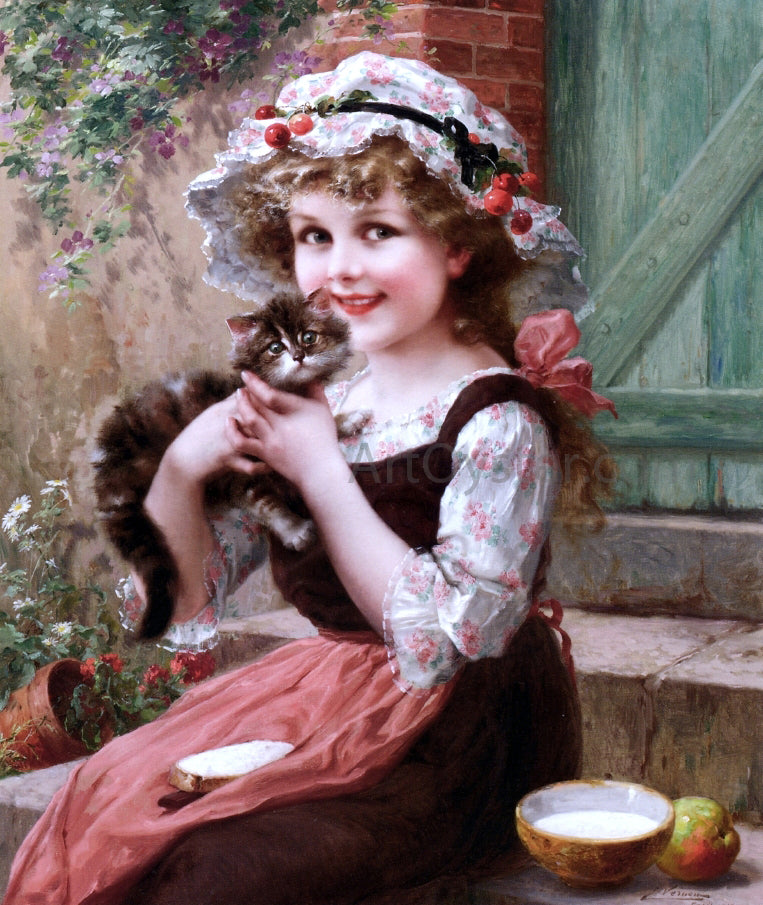 Emile Vernon The Little Kittens - Hand Painted Oil Painting