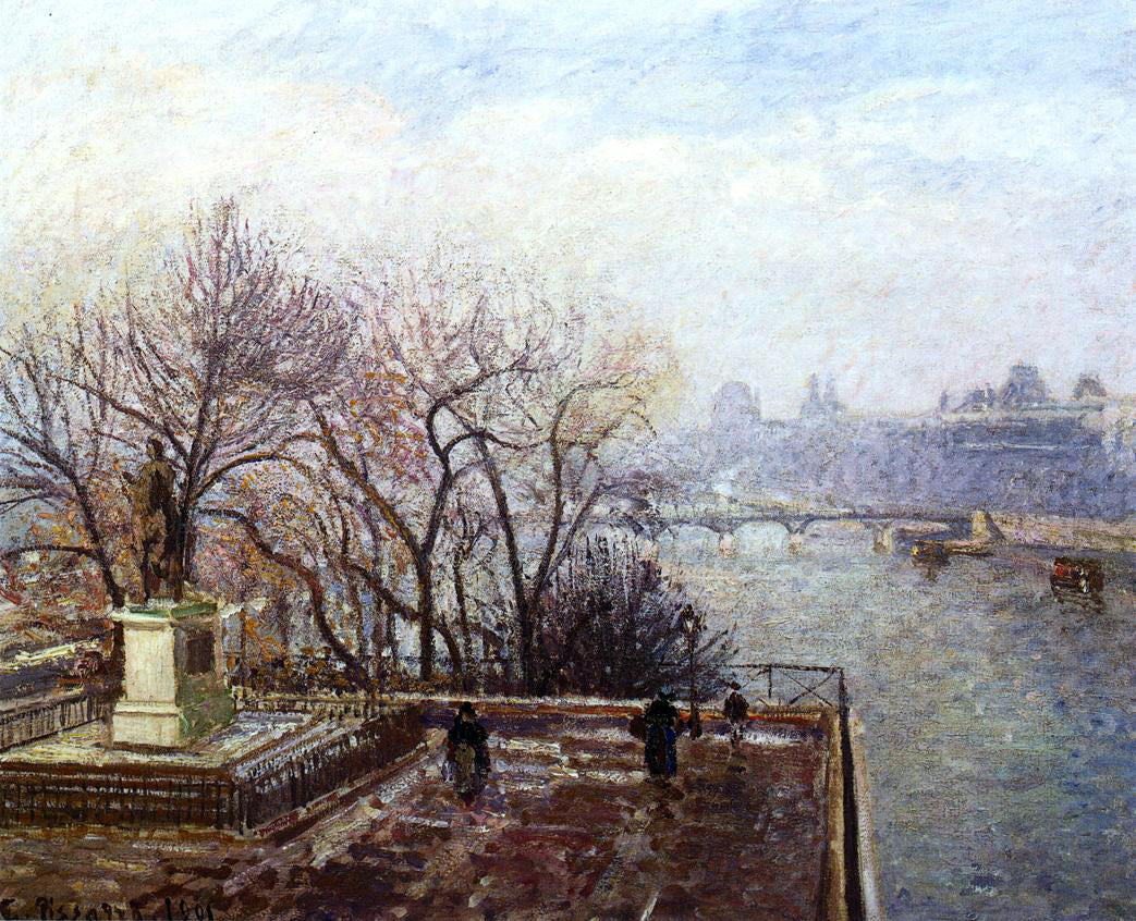 Camille Pissarro The Louvre, Morning, Mist - Hand Painted Oil Painting