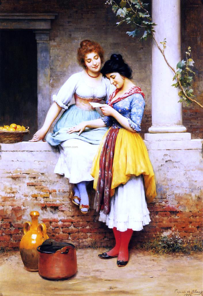 Eugene De Blaas The Love Letter - Hand Painted Oil Painting
