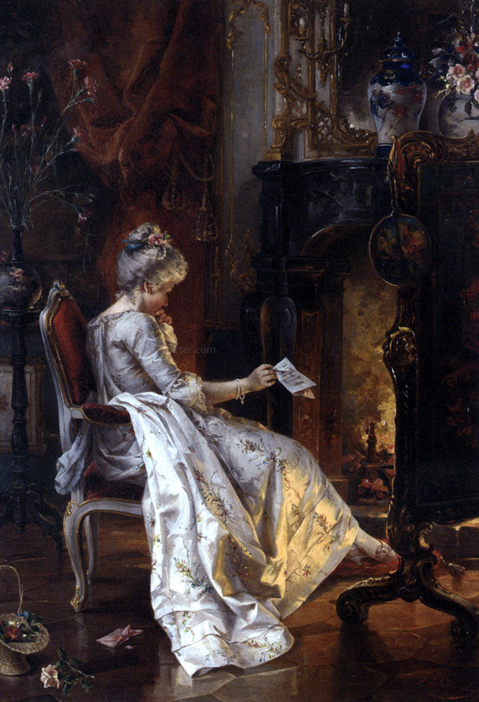 Carl Herpfer The Love Letter - Hand Painted Oil Painting