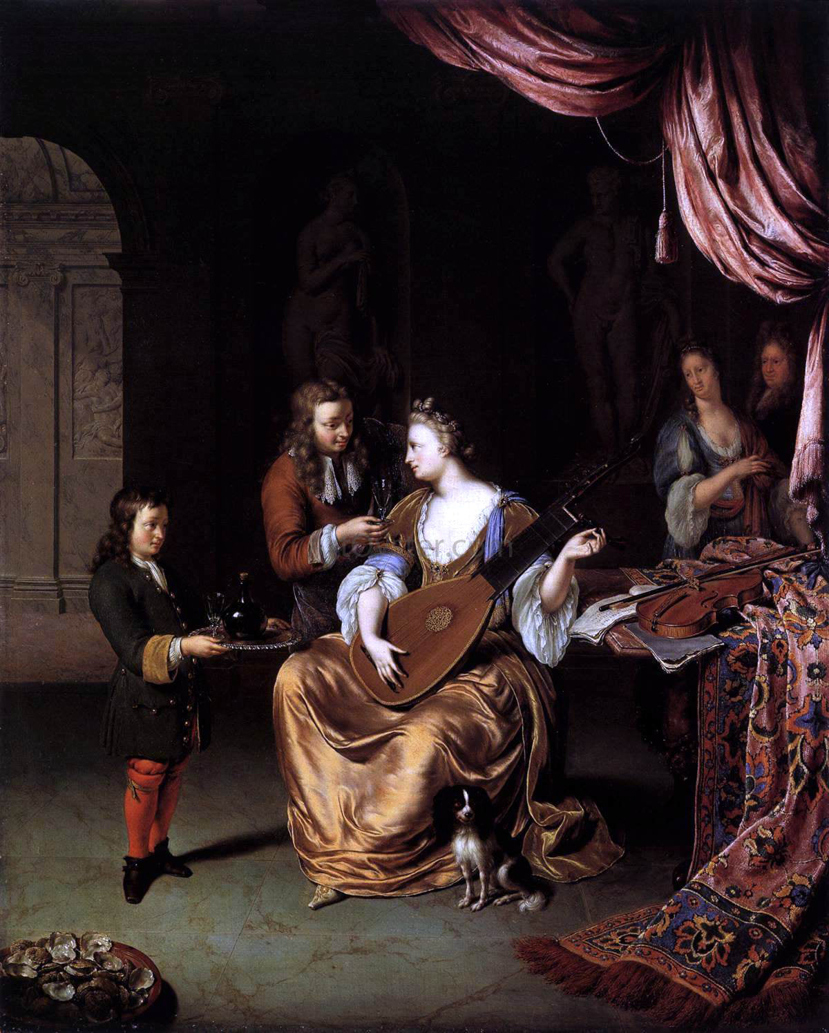 Willem Van Mieris The Lute Player - Hand Painted Oil Painting