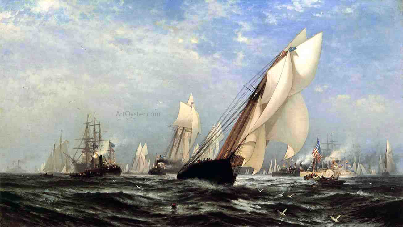 Edward Moran The "Madeleine's" Victory Over the "Countess of Dufferin", Third America's Cup Challenger, August 11, 1876 - Hand Painted Oil Painting