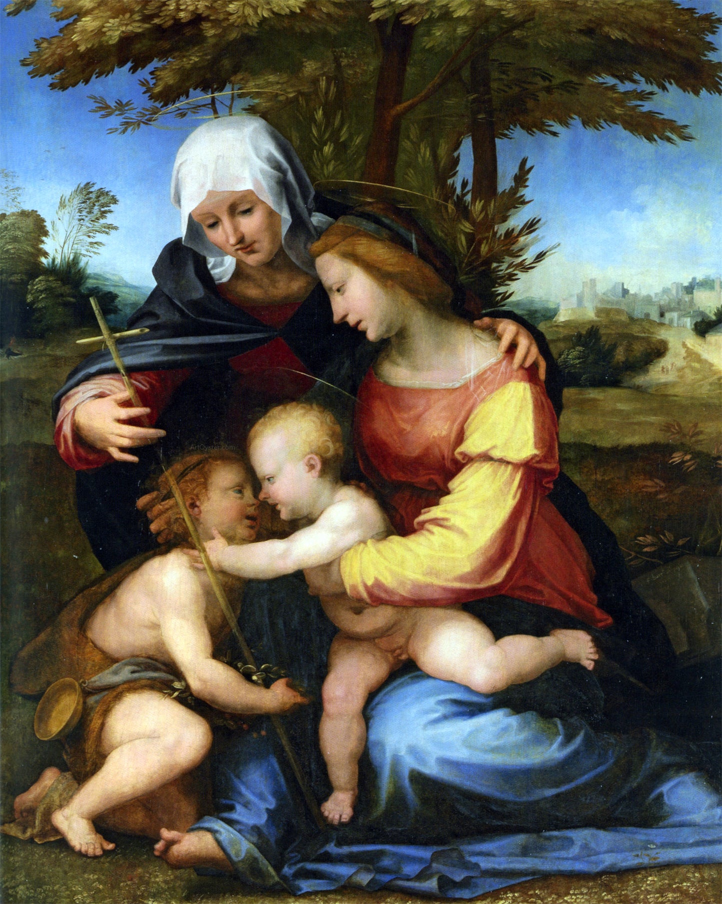 Fra Bartolomeo The Madonna and Child in a Landscape with Saint Elizabeth and the Infant Saint John the Baptist - Hand Painted Oil Painting