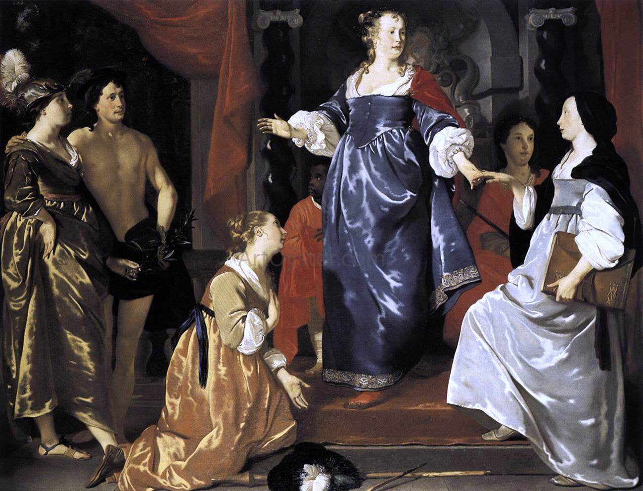 Abraham Van den Tempel The Maid of Leiden Welcomes 'Nering' - Hand Painted Oil Painting