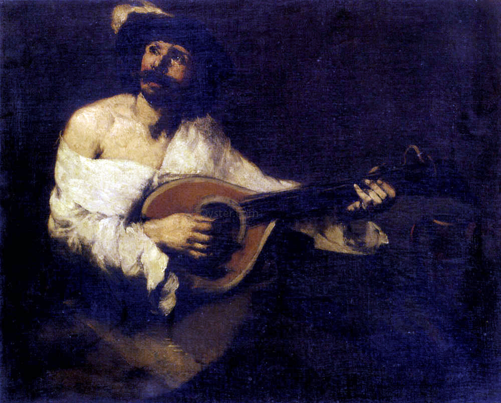 Theodule Ribot The Mandolin Player - Hand Painted Oil Painting