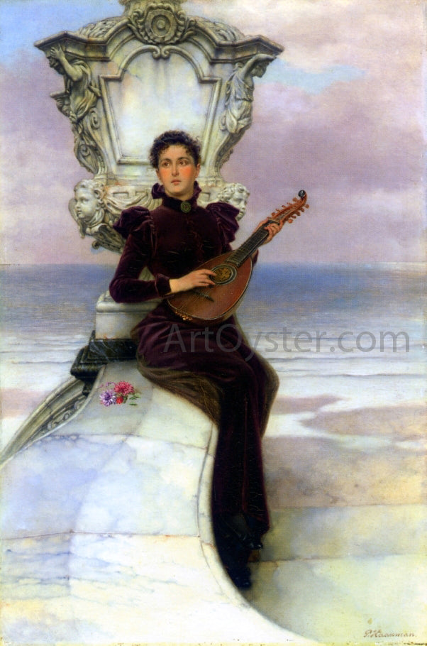 Pieter Haaxman The Mandolin Player - Hand Painted Oil Painting