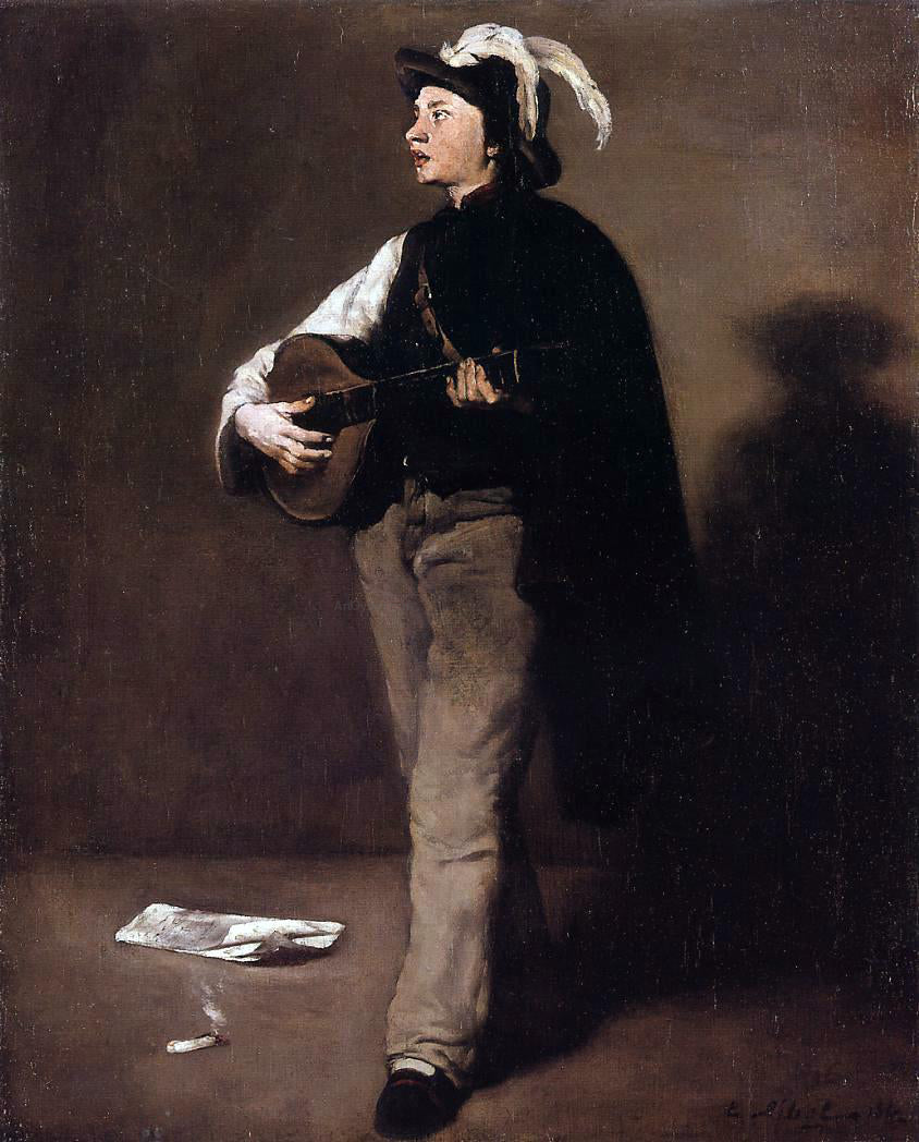 Theodule Ribot The Mandolin Player - Hand Painted Oil Painting