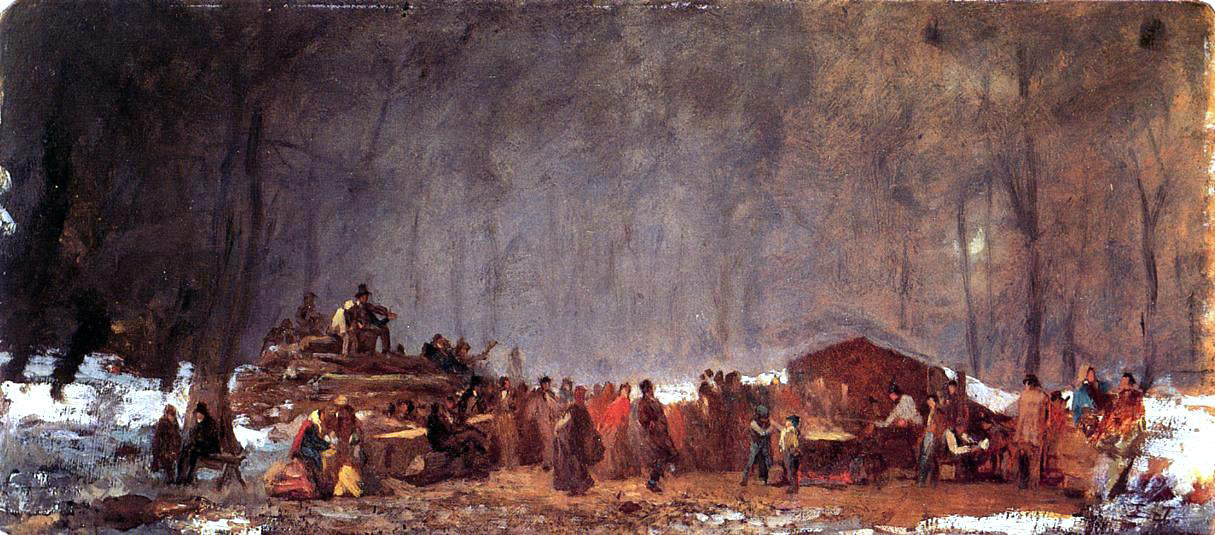 Eastman Johnson The Maple Sugar Camp: Turning Off - Hand Painted Oil Painting