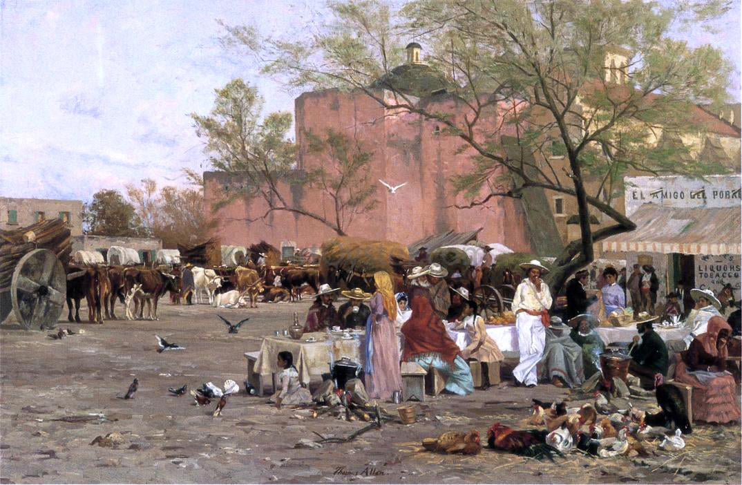 Thomas Allen The Market Plaza, San Antonio - Hand Painted Oil Painting