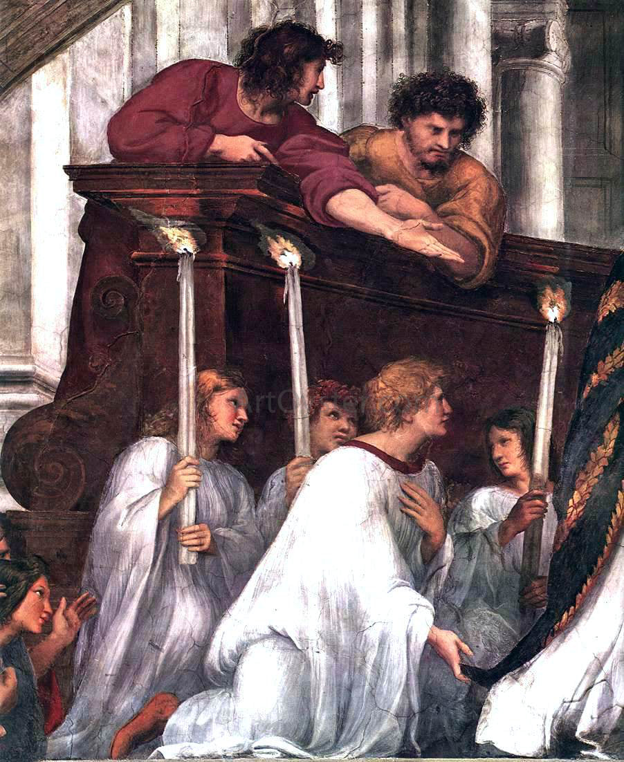 Raphael The Mass at Bolsena (detail 1) (Stanza di Eliodoro) - Hand Painted Oil Painting