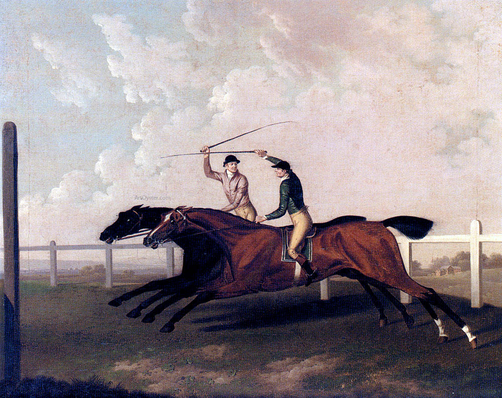 Charles Towne The Match Race At Epsom Between Little Driver And Aaron, May 16, 1754 - Hand Painted Oil Painting