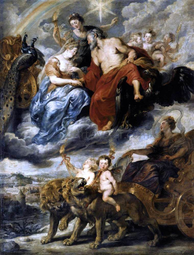 Peter Paul Rubens The Meeting of Marie de Medicis and Henri IV at Lyon - Hand Painted Oil Painting