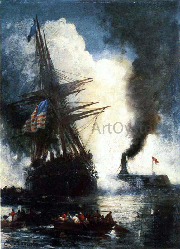 Edward Moran The Merrimac Sinks the Cumberland - Hand Painted Oil Painting