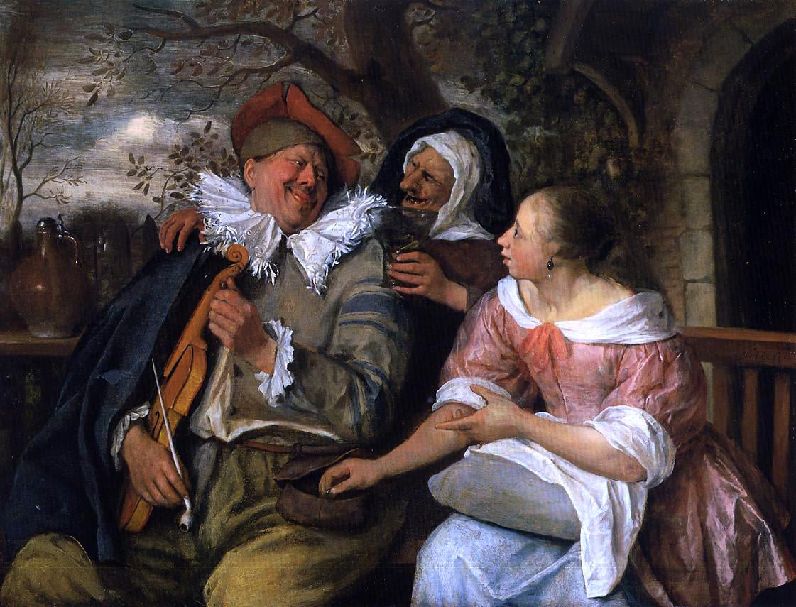 Jan Steen The Merry Threesom - Hand Painted Oil Painting