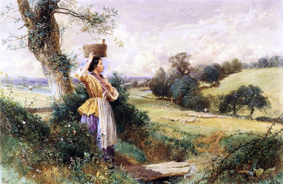 Myles Birket Foster The Milk-maid - Hand Painted Oil Painting