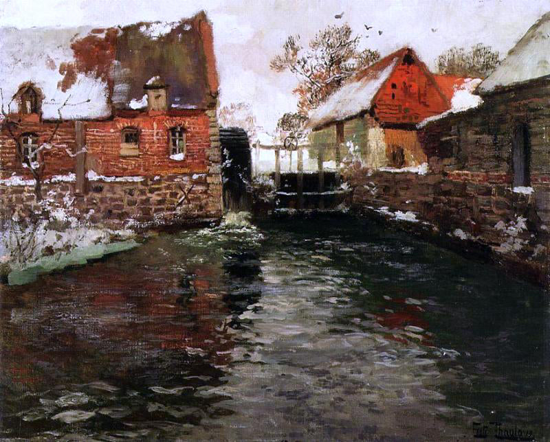 Fritz Thaulow A Mill - Hand Painted Oil Painting