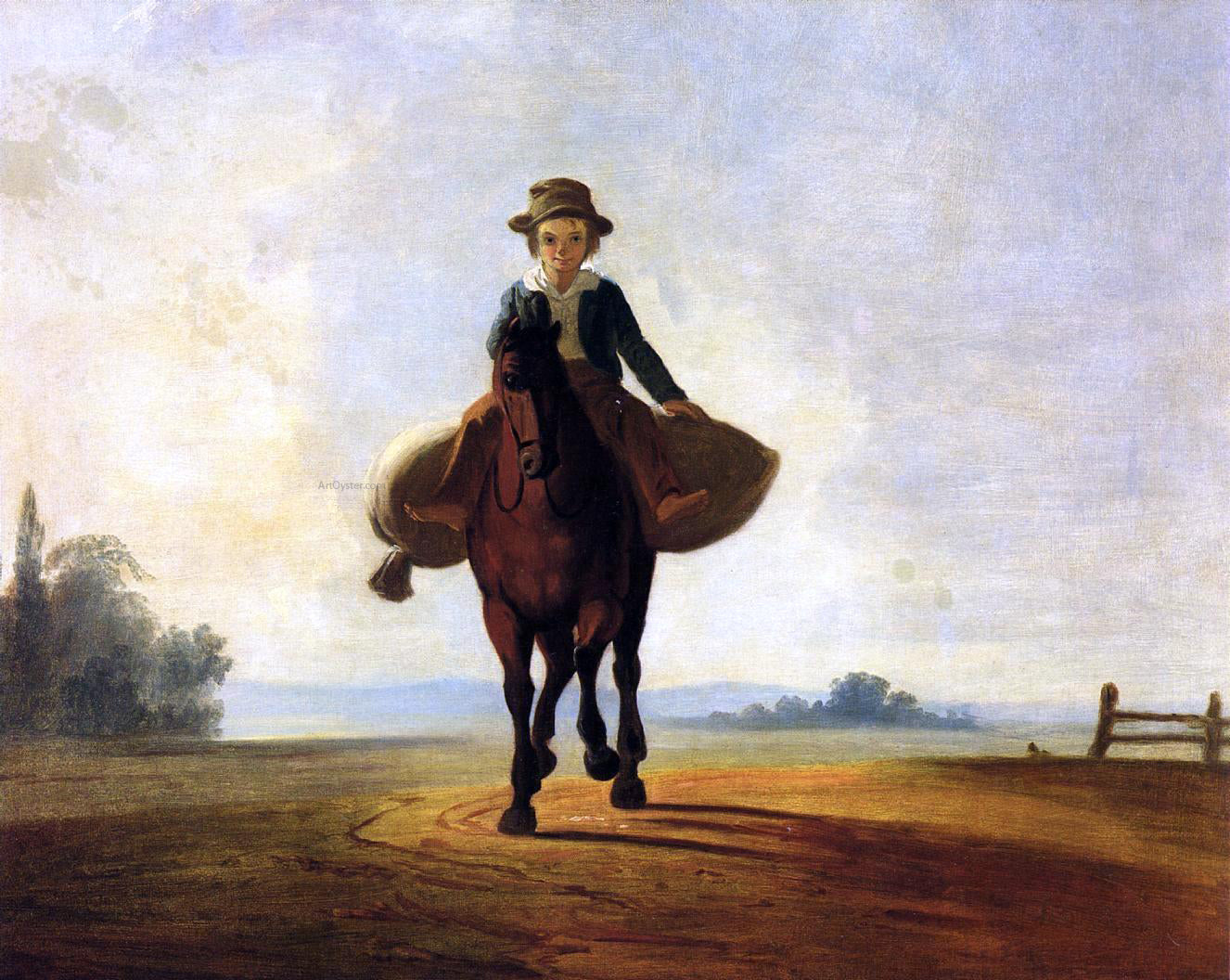 George Caleb Bingham The Mill Boy: The Boonville Juvenile Clay Club Banner - Hand Painted Oil Painting