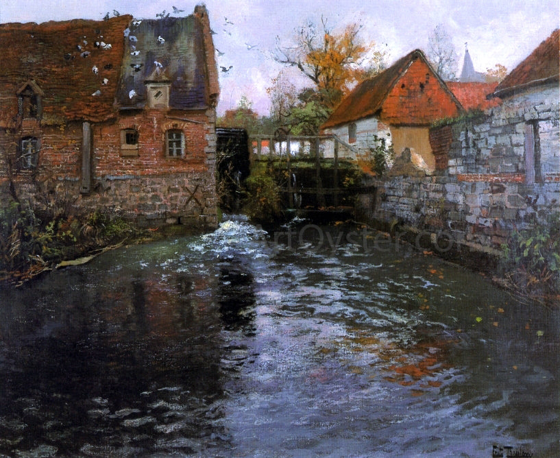 Fritz Thaulow A Mill Pond - Hand Painted Oil Painting