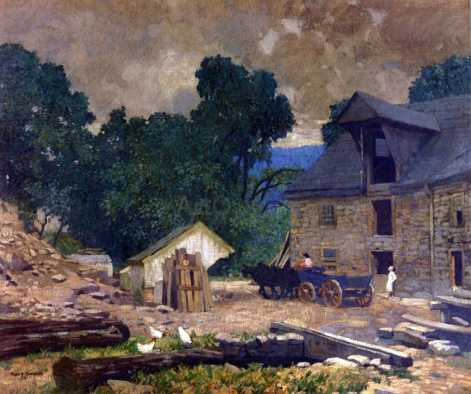 Robert Spencer The Mill Yard - Hand Painted Oil Painting