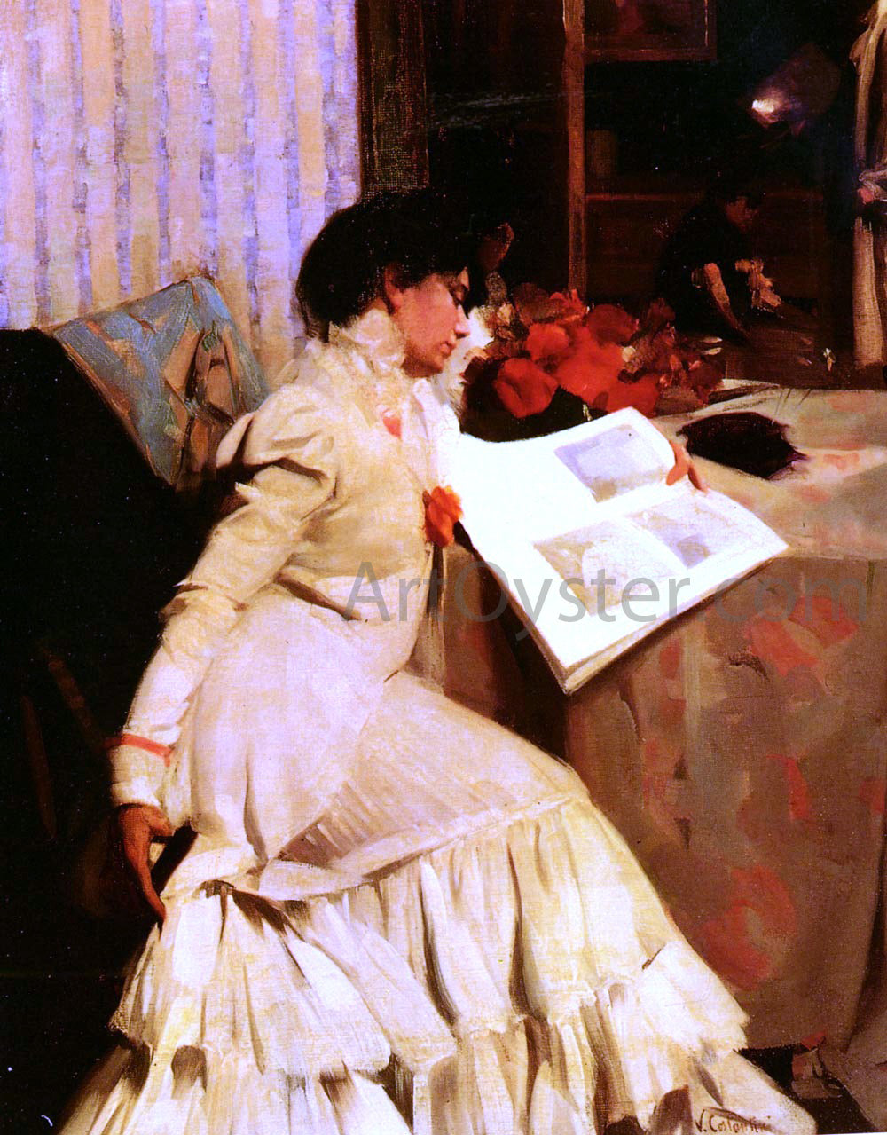 Virgilio Constantini The Model's Repose - Hand Painted Oil Painting