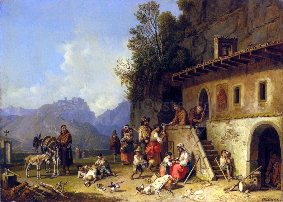 Heinrich Burkel The Monastary Soup Kitchen - Hand Painted Oil Painting