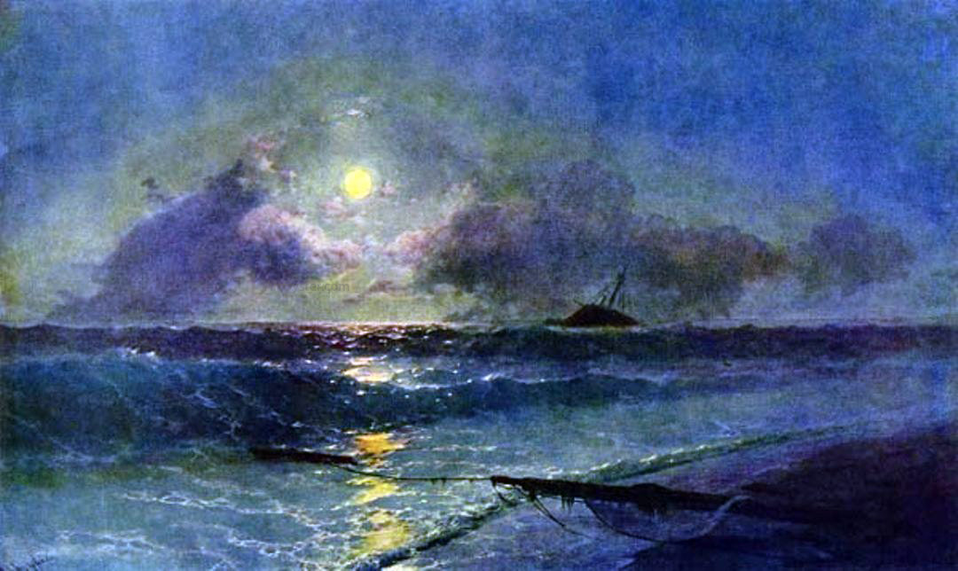 Ivan Constantinovich Aivazovsky The Moonrise in Feodosiya - Hand Painted Oil Painting