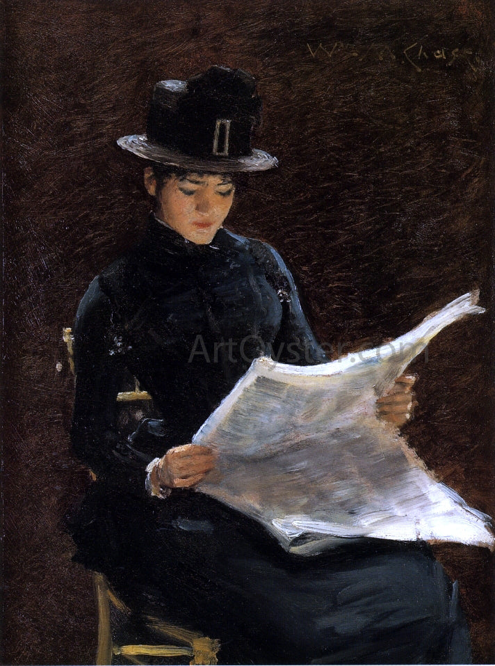 William Merritt Chase The Morning News - Hand Painted Oil Painting