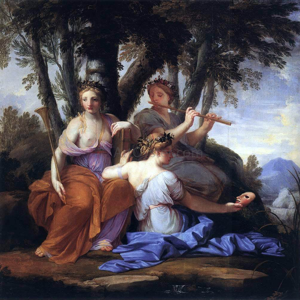 Eustache Le Sueur The Muses: Clio, Euterpe and Thalia - Hand Painted Oil Painting