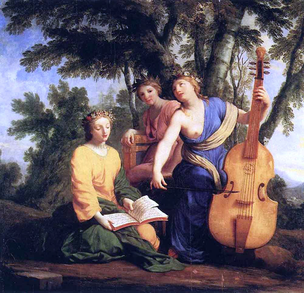 Eustache Le Sueur The Muses: Melpomene, Erato and Polymnia - Hand Painted Oil Painting