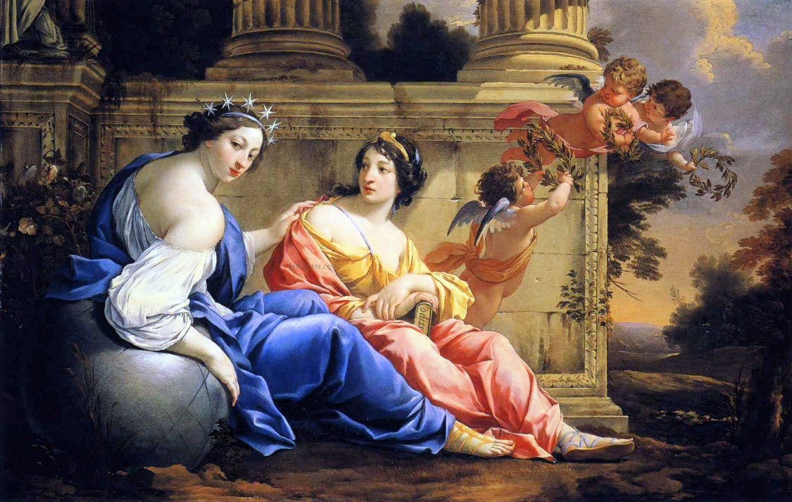 Simon Vouet The Muses Urania and Calliope - Hand Painted Oil Painting