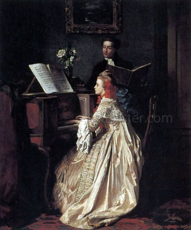 Jean Carolus The Music Lesson - Hand Painted Oil Painting